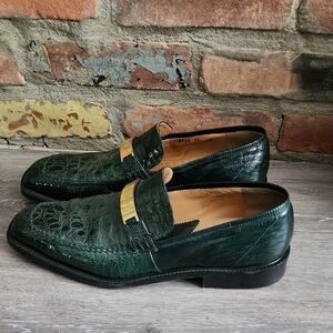 Mauri Green and Gold Exotic Leather Loafers